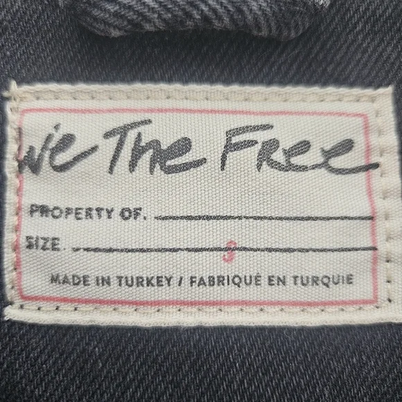 Free People Distressed Denim Jacket Black S (Fits Like M) Thrashed Grunge Skater - Picture 10 of 15